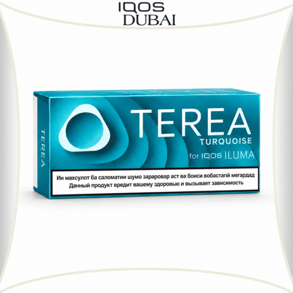 IQOS TEREA Turquoise Tajikistan turquoise product pack on white background